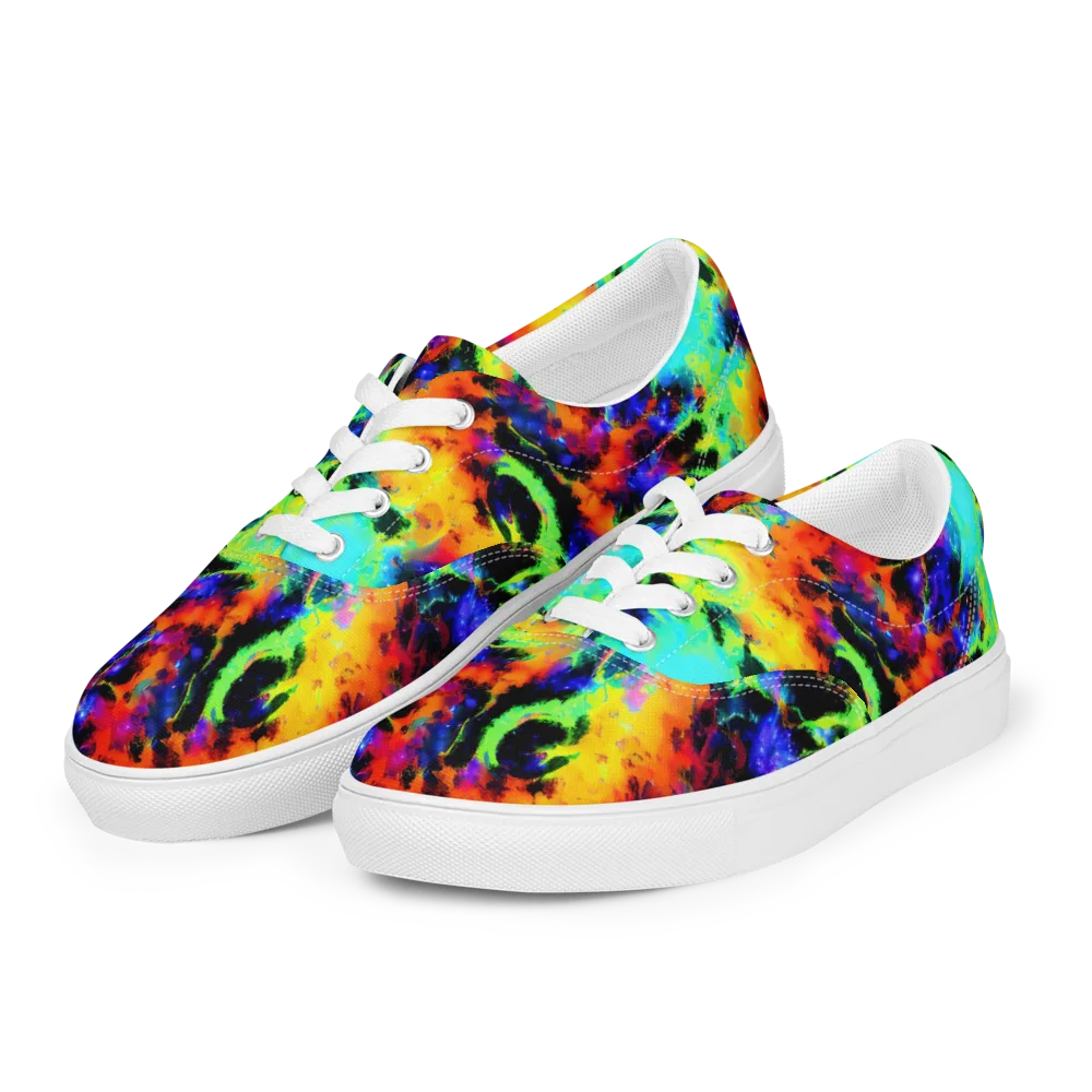 Psychic Pigment on Men's Lace-Up Canvas Shoes — Left Front