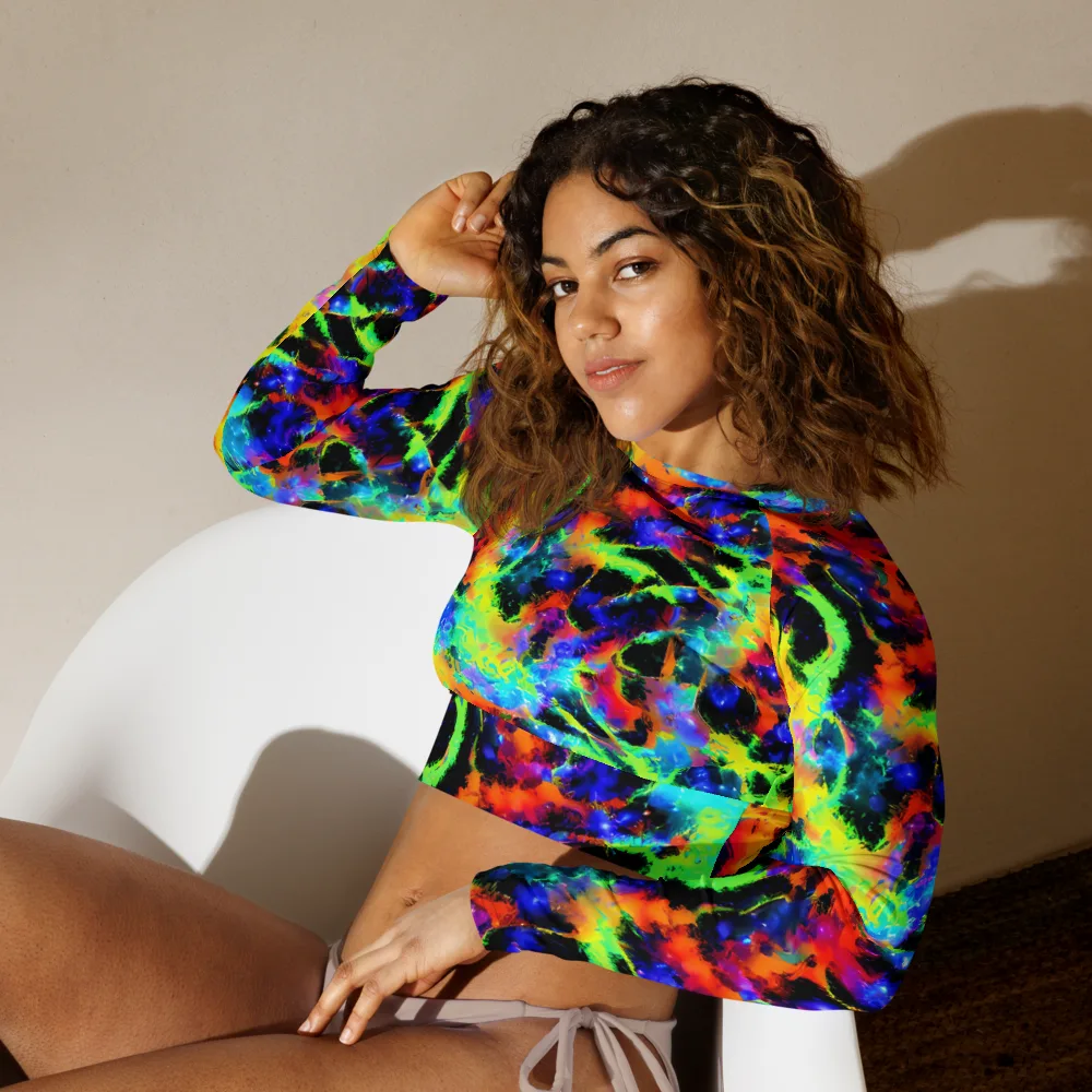 Psychic Pigment on Long Sleeve Crop Top — Left Front