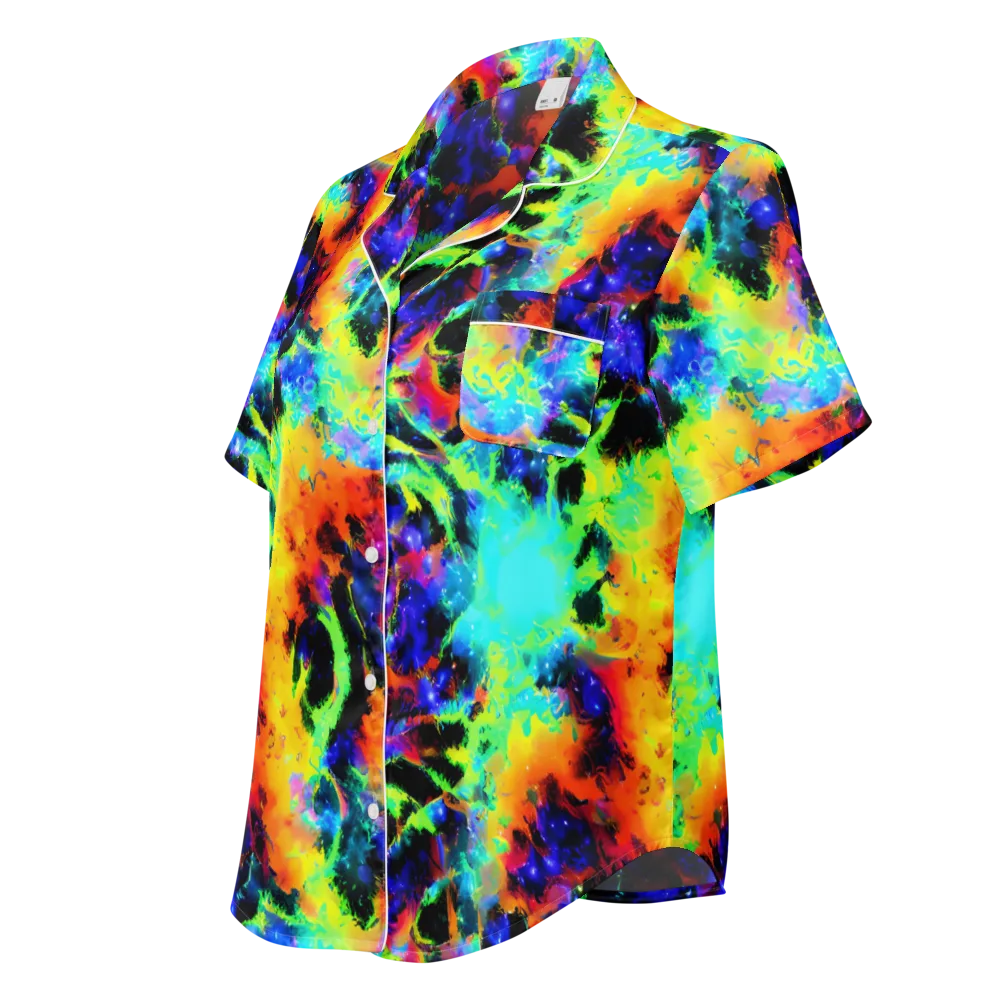 Psychic Pigment on Women's Short Sleeve Pajama Top — Left Front