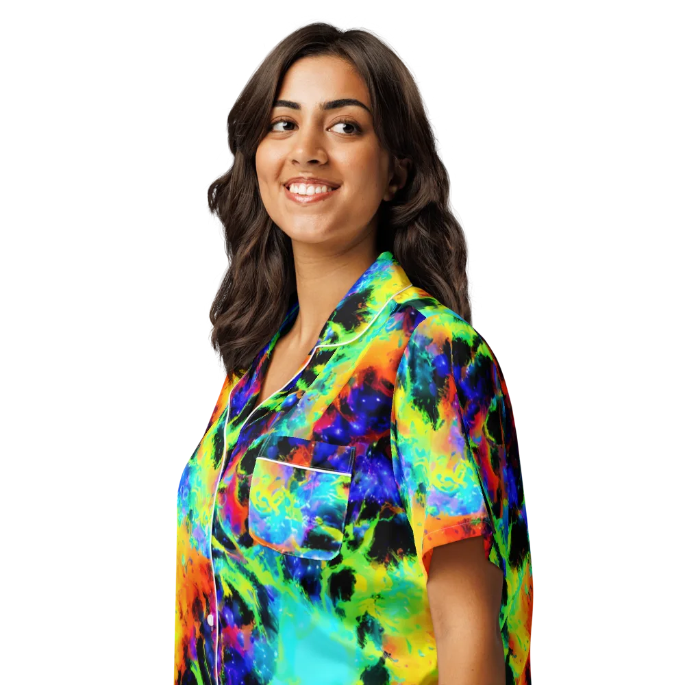 Psychic Pigment on Women's Short Sleeve Pajama Top — Left Front