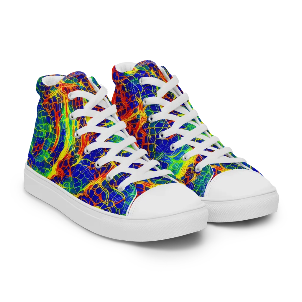 Solar Labyrinth on Men's High Top Canvas Shoes — Right Front