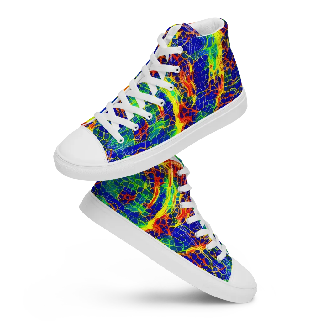 Solar Labyrinth on Men's High Top Canvas Shoes — Front