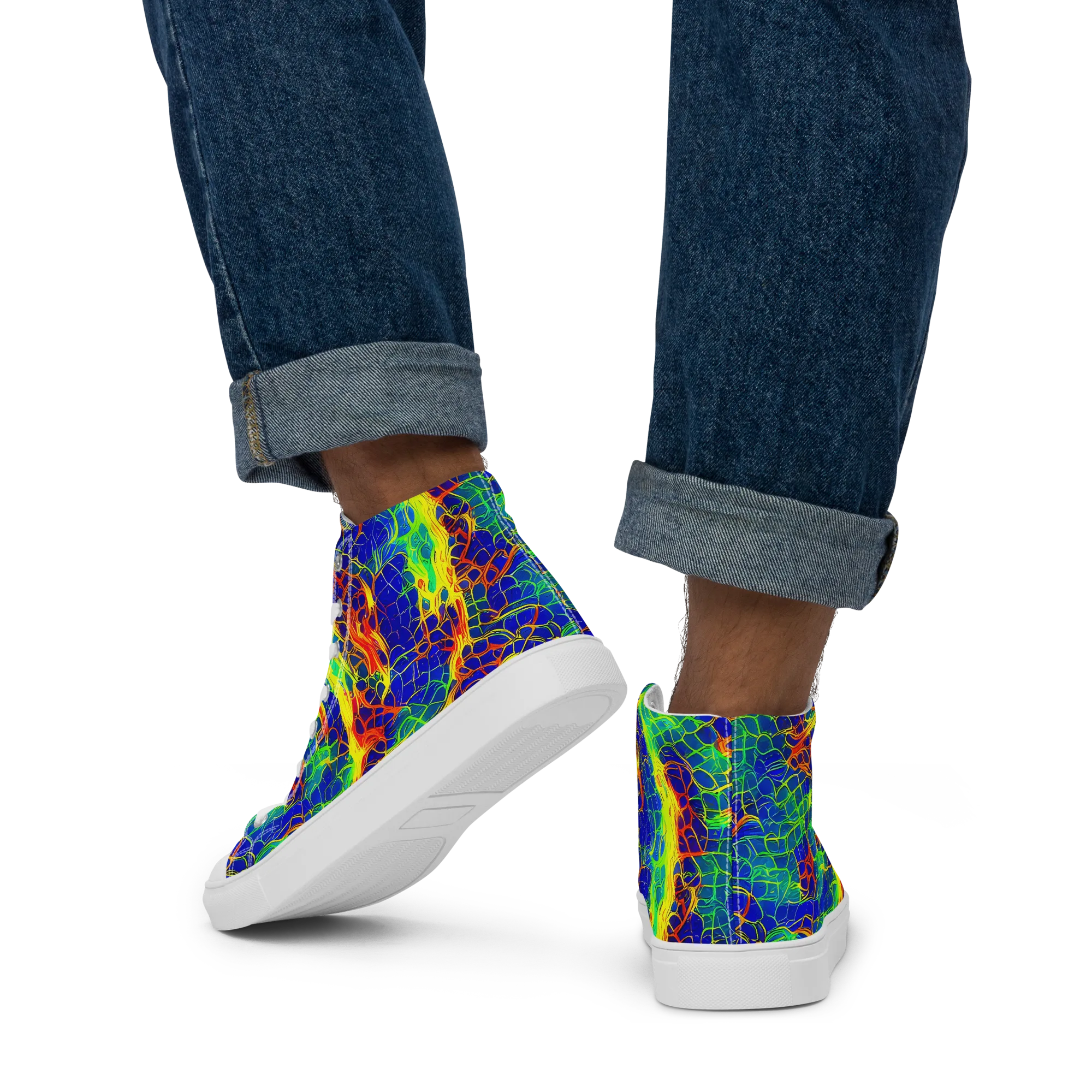 Solar Labyrinth on Men's High Top Canvas Shoes — Back