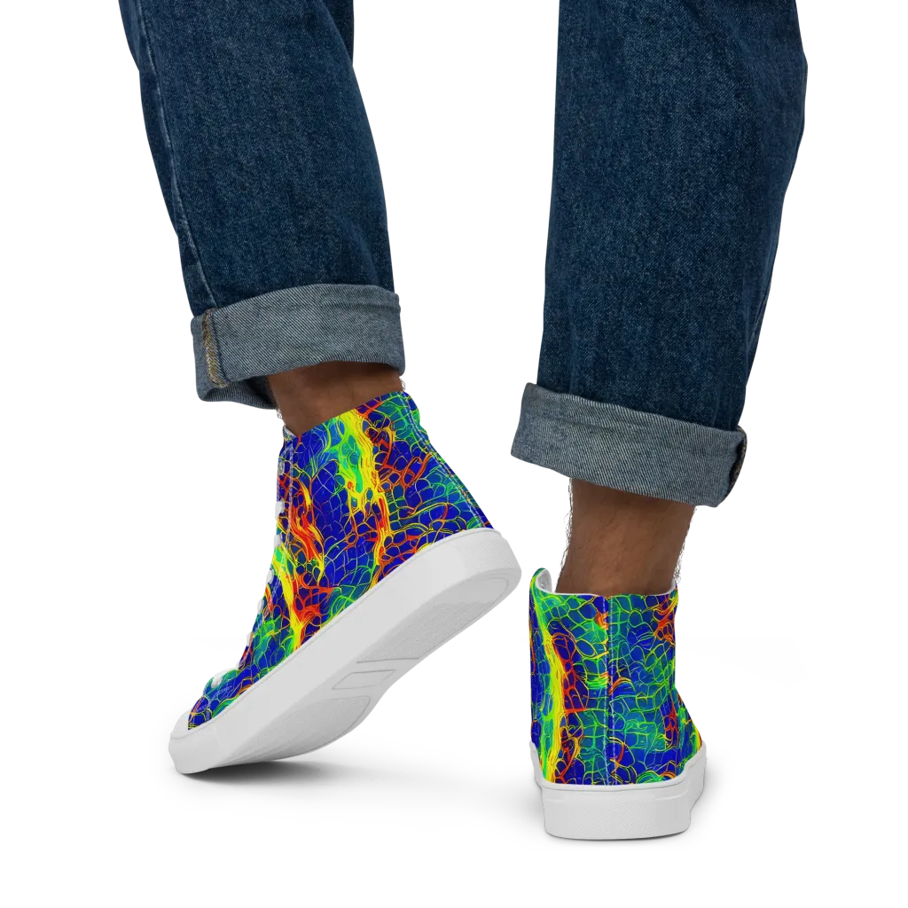 Solar Labyrinth on Men's High Top Canvas Shoes — Back