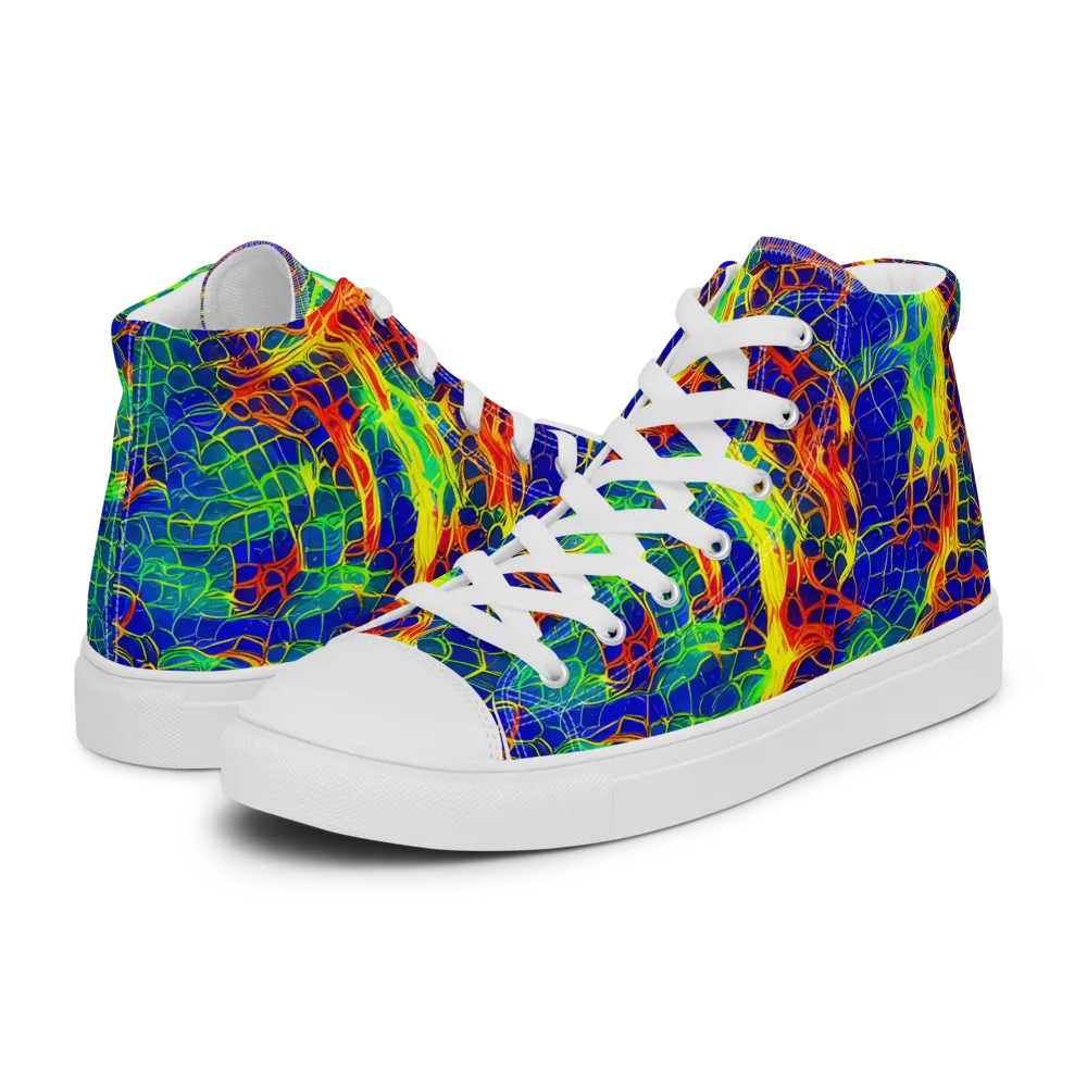 Solar Labyrinth on Women's High Top Canvas Shoes — Left