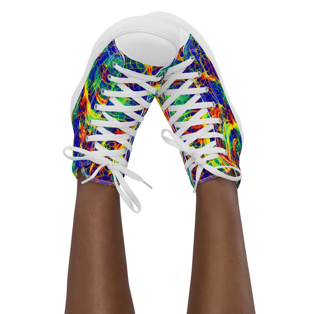 Solar Labyrinth on Women's High Top Canvas Shoes — Front