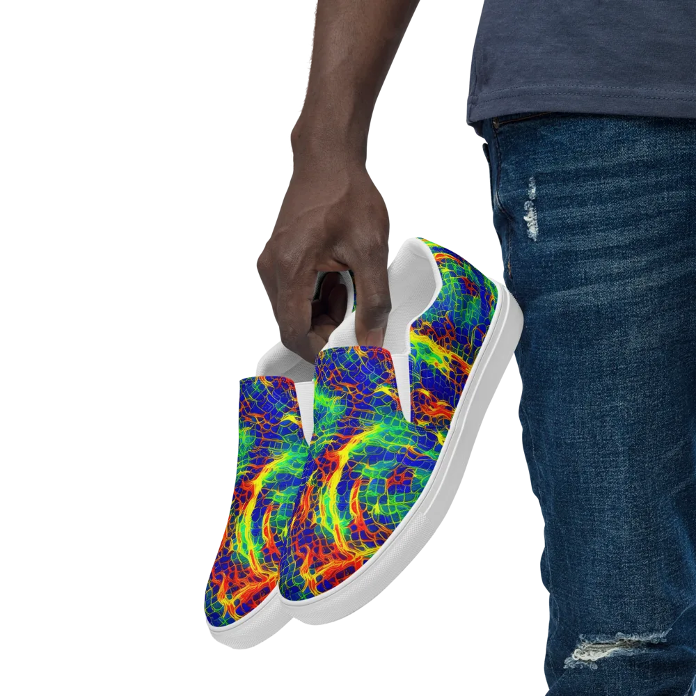 Solar Labyrinth on Men's Slip-On Canvas Shoes — Left Front