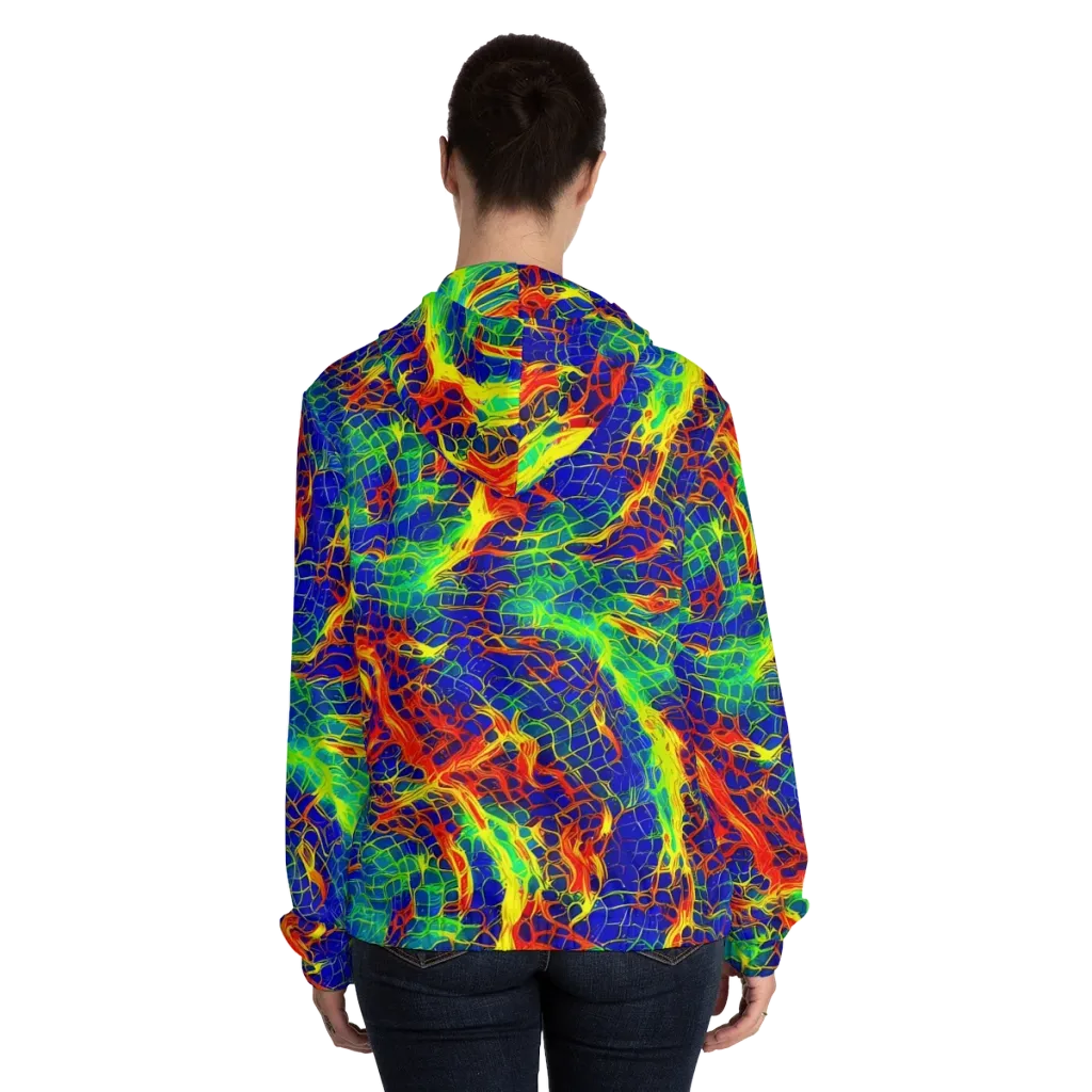 Solar Labyrinth on Women's Full-Zip Hoodie — Back On Person