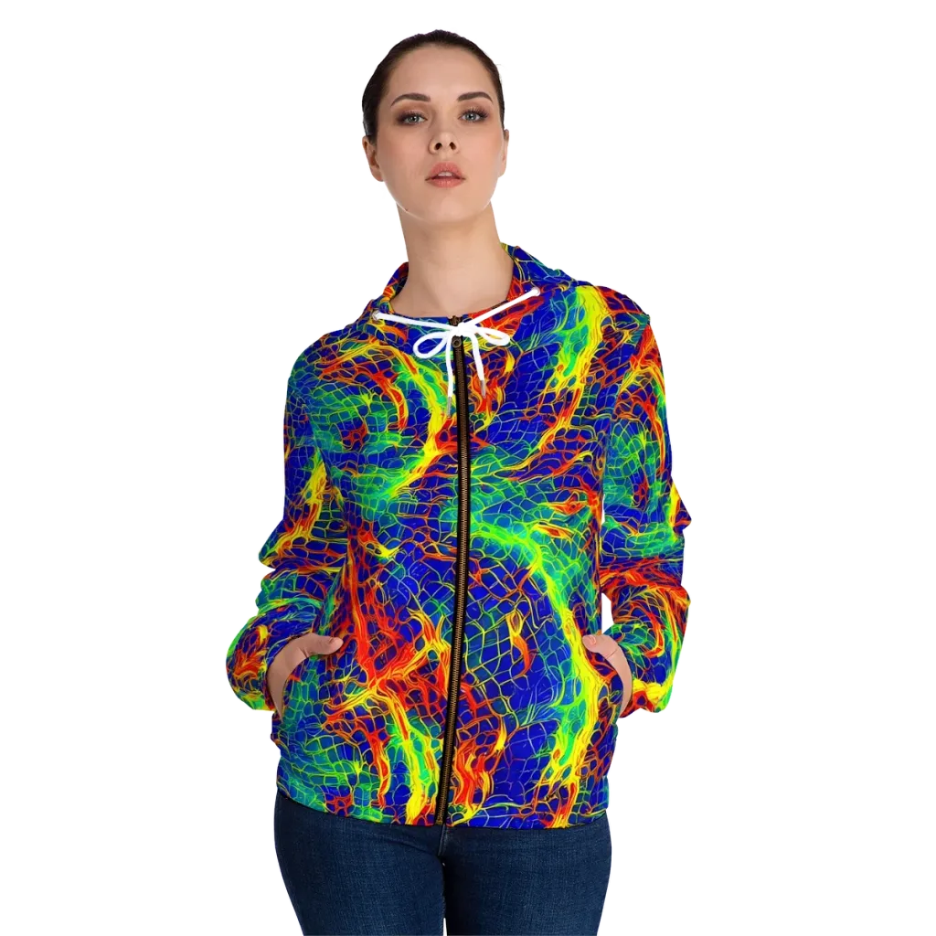 Solar Labyrinth on Women's Full-Zip Hoodie — Front On Person