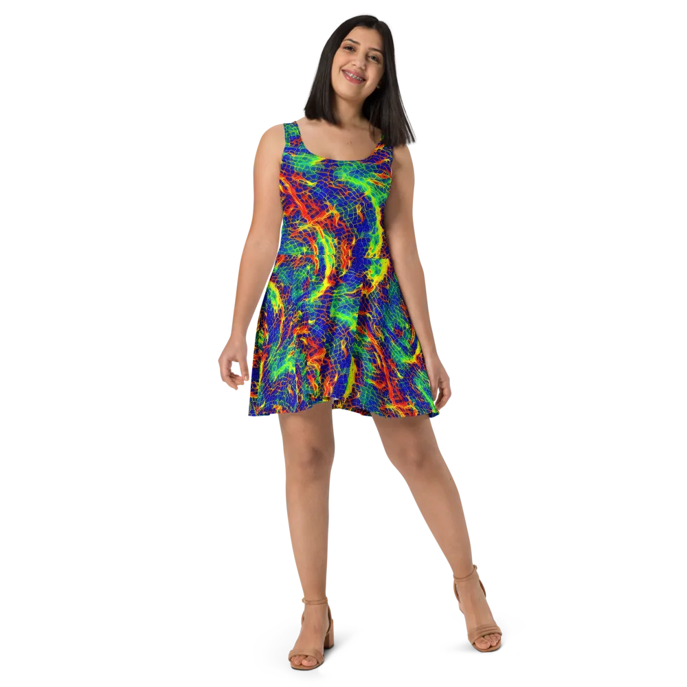 Solar Labyrinth on Skater Dress — Front