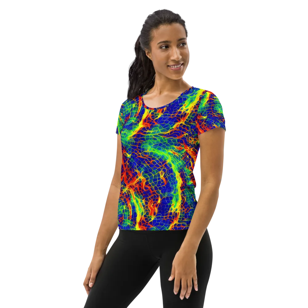 Solar Labyrinth on Women's Athletic T-Shirt — Left
