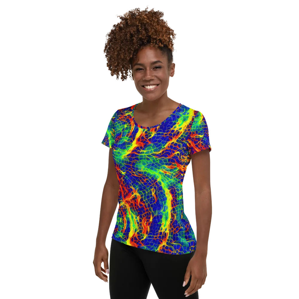 Solar Labyrinth on Women's Athletic T-Shirt — Left
