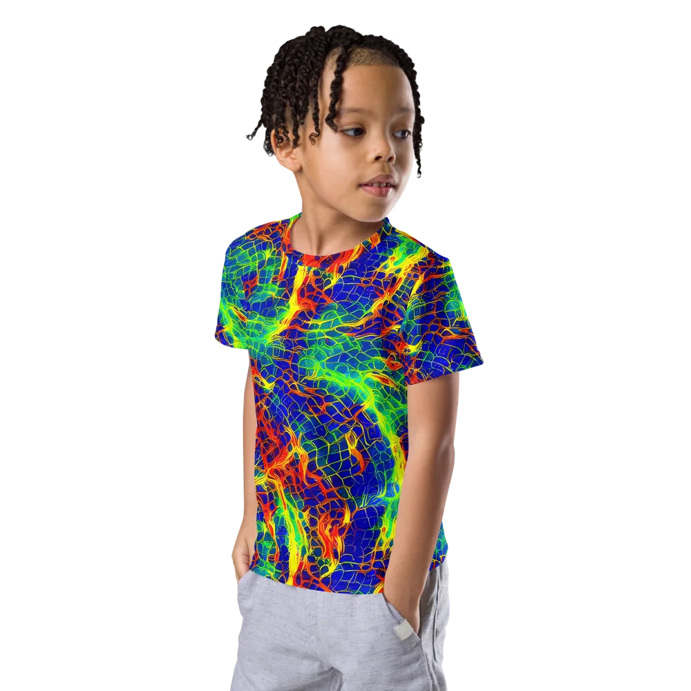 Solar Labyrinth on Kids Crew Neck T-Shirt — Left Front