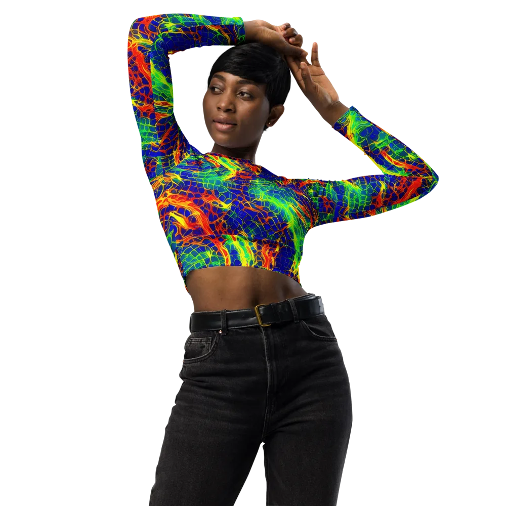 Solar Labyrinth on Long Sleeve Crop Top — Front