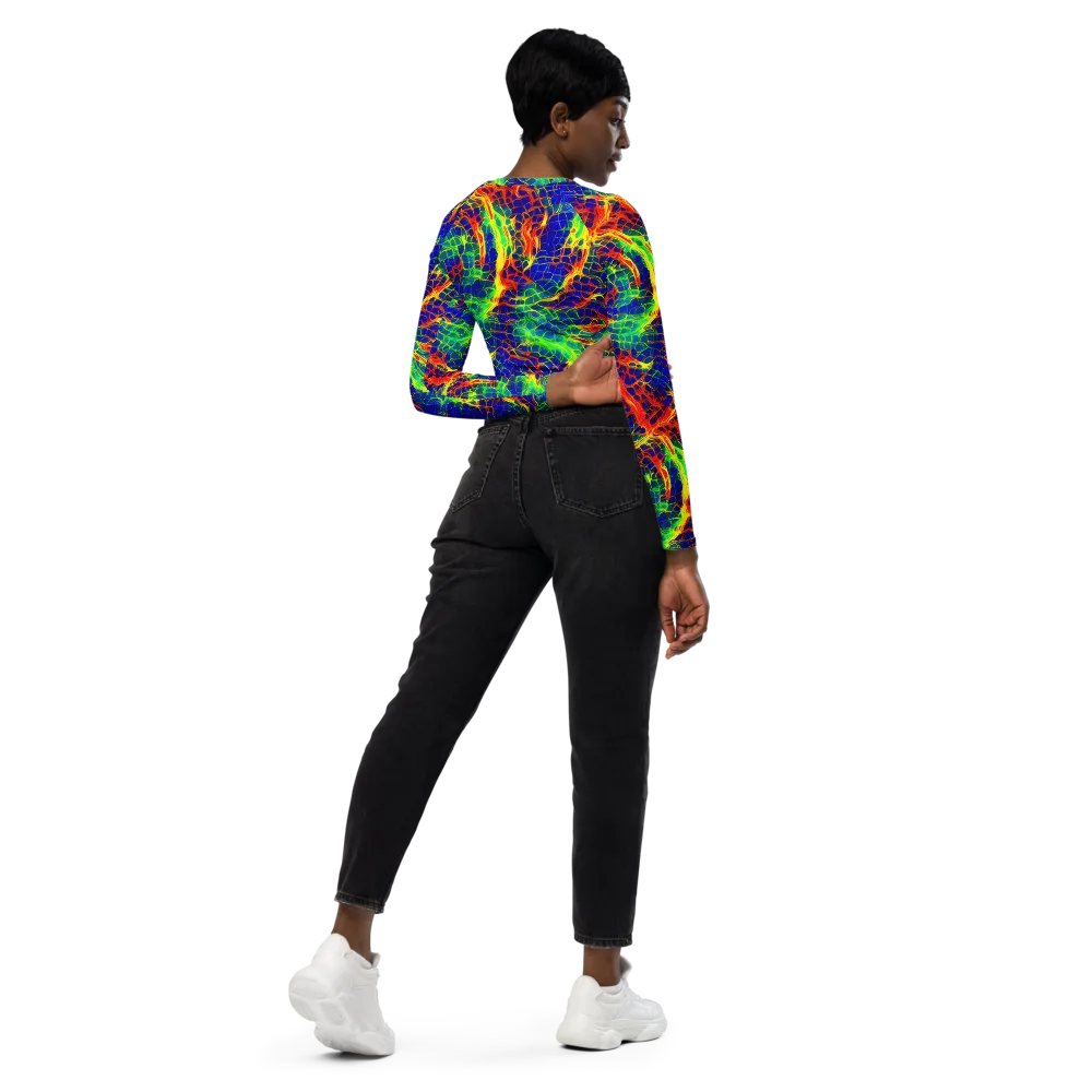 Solar Labyrinth on Long Sleeve Crop Top — Right Back