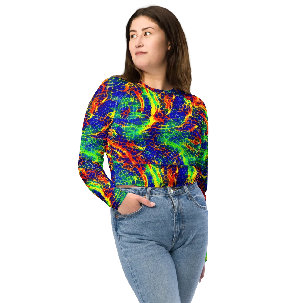 Solar Labyrinth on Long Sleeve Crop Top — Front