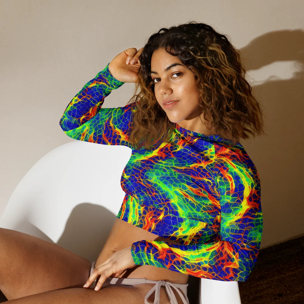 Solar Labyrinth on Long Sleeve Crop Top — Left Front