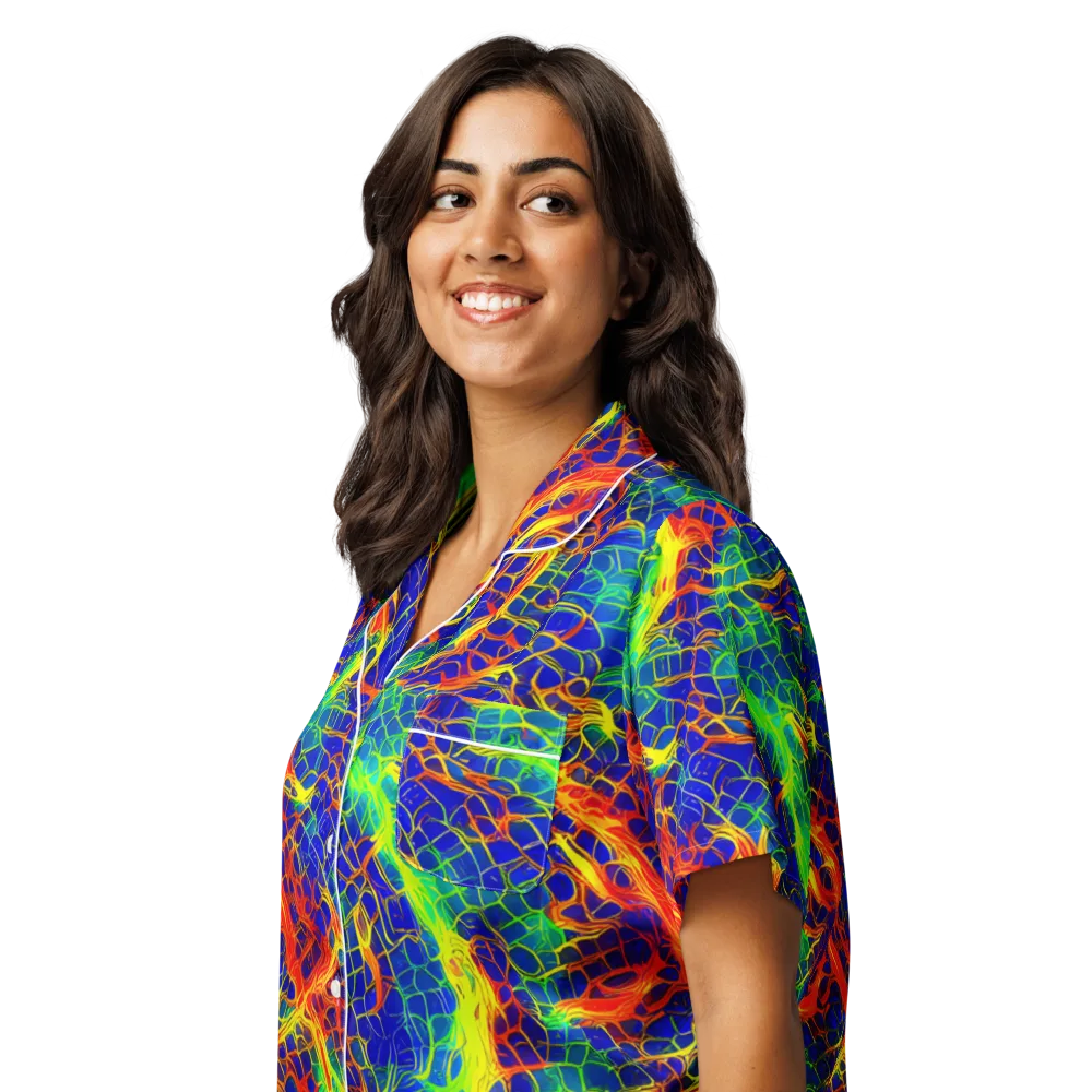 Solar Labyrinth on Women's Short Sleeve Pajama Top — Left Front