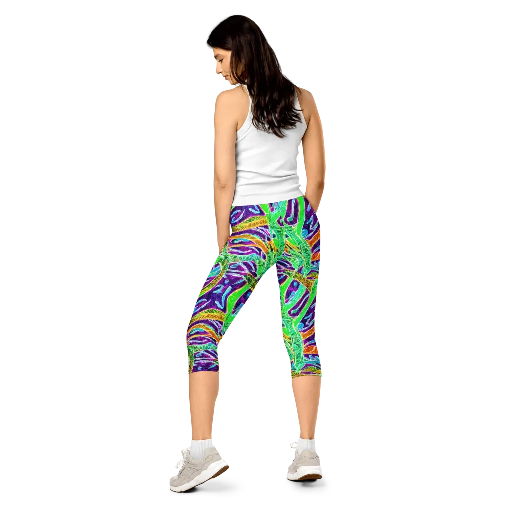 Chromatic Tropics on Capri Leggings — Back