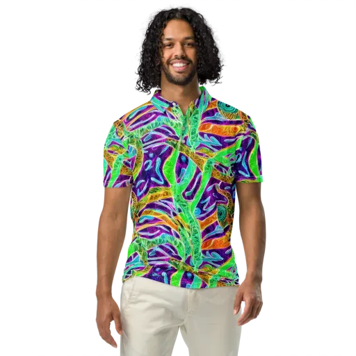Chromatic Tropics on a Men's Slim Fit Polo Shirt