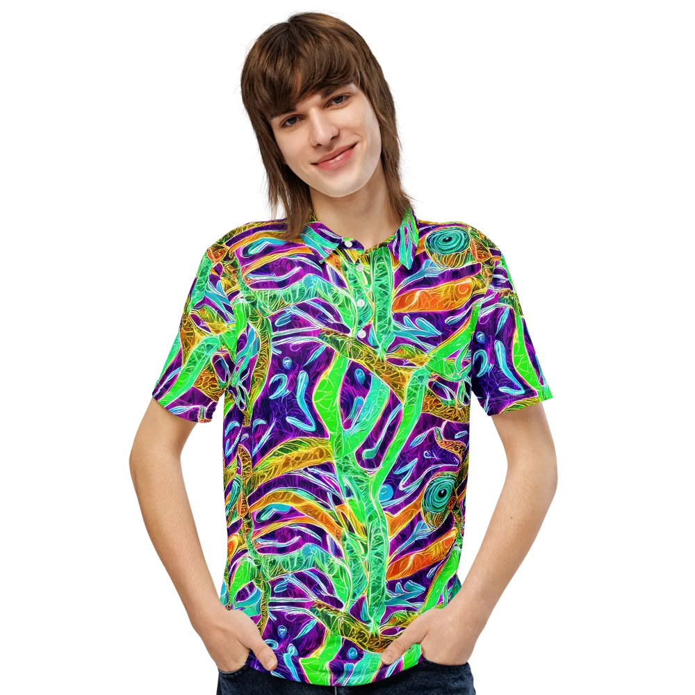 Chromatic Tropics on Men's Slim Fit Polo Shirt — Front