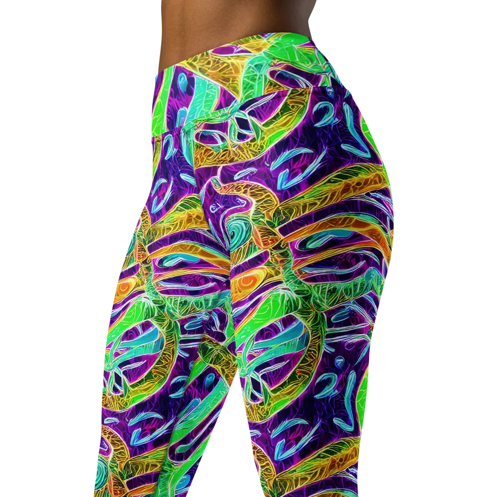 Chromatic Tropics on Yoga Leggings — Left Front