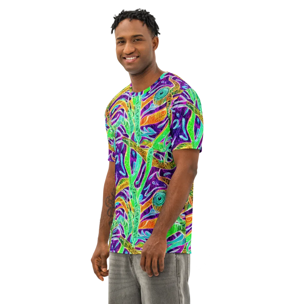 Chromatic Tropics on Men's Cotton Crew Neck T-Shirt — Left Front