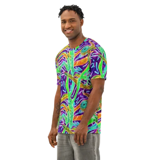 Chromatic Tropics on a Men's Cotton Crew Neck T-Shirt