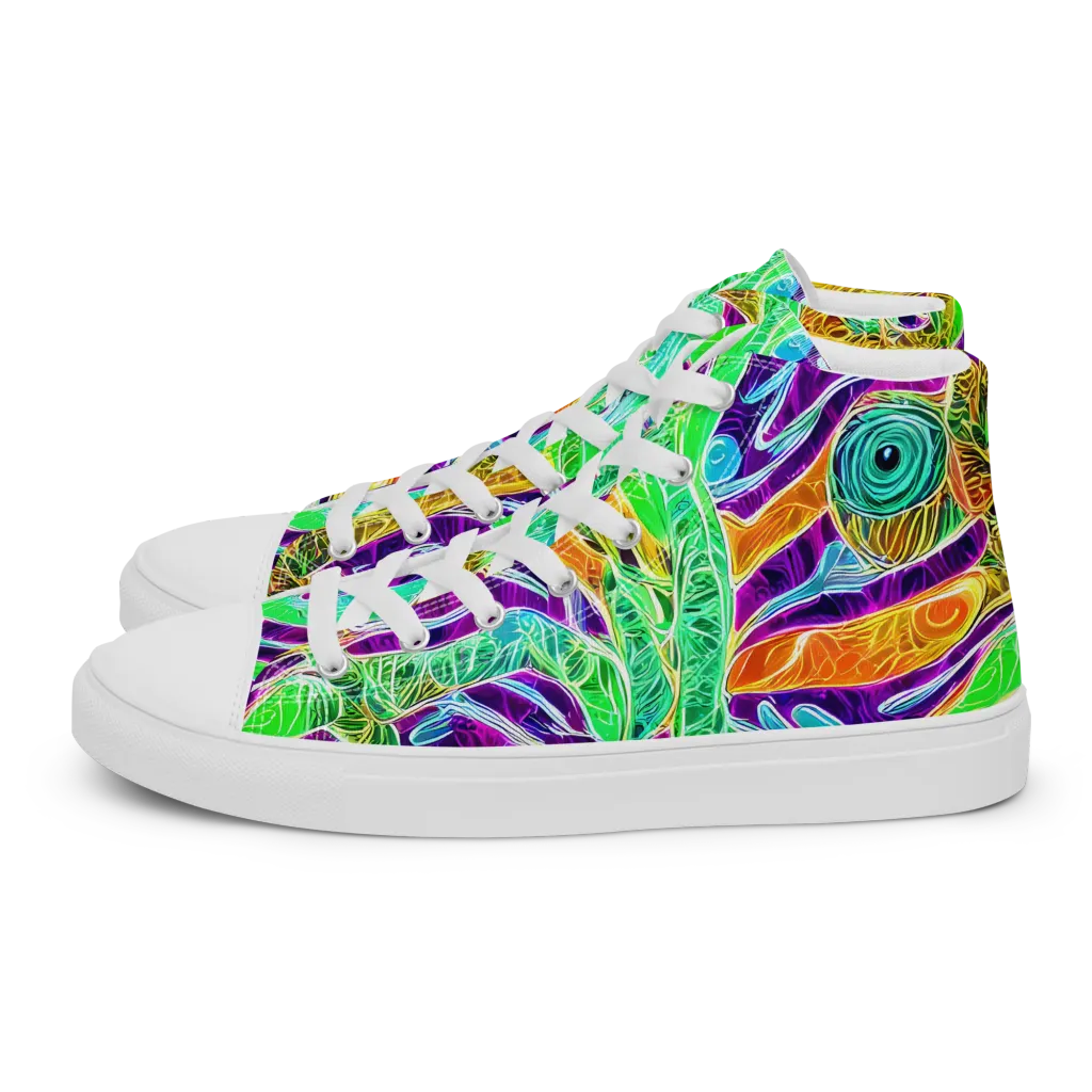 Chromatic Tropics on Men's High Top Canvas Shoes — Left