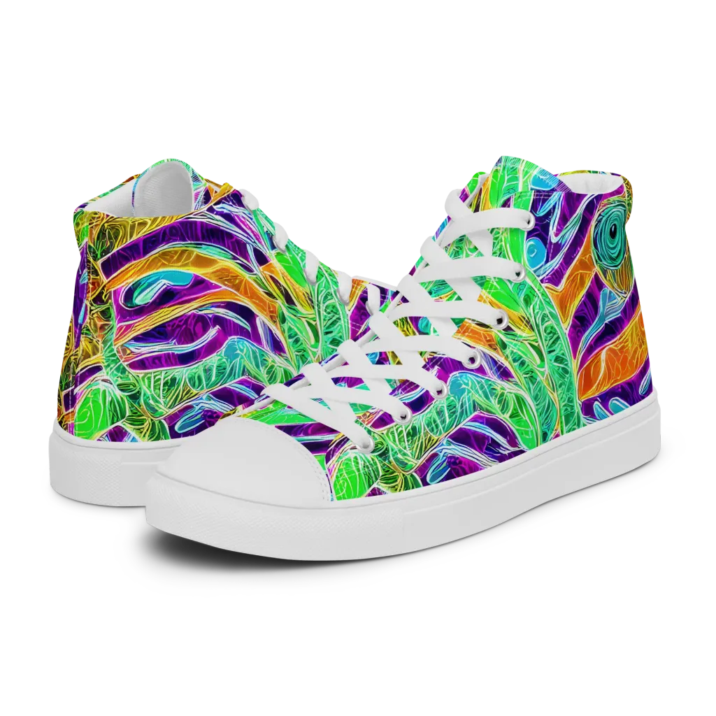 Chromatic Tropics on Men's High Top Canvas Shoes — Left