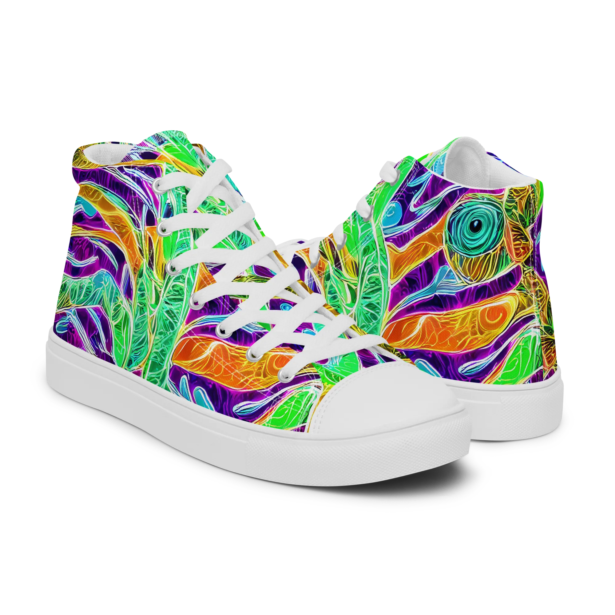 Chromatic Tropics on Men's High Top Canvas Shoes — Right