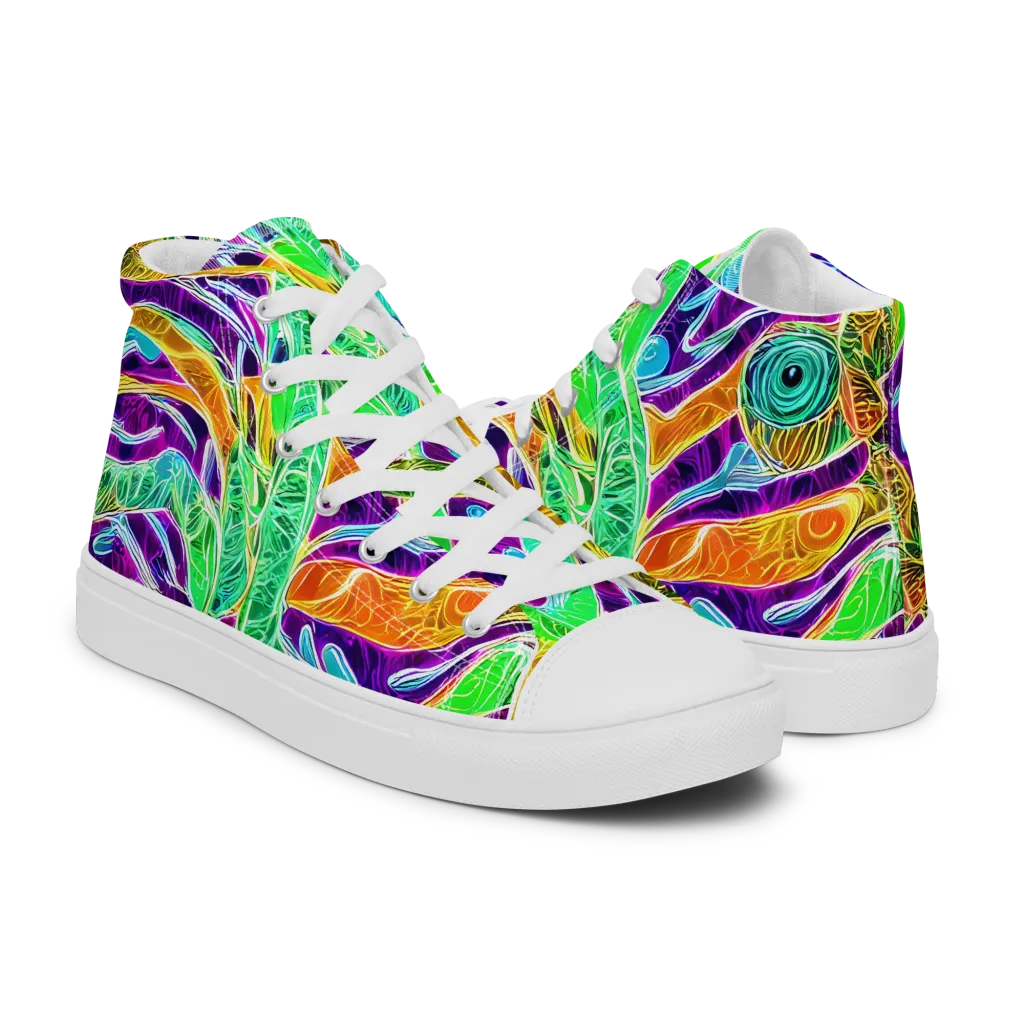 Chromatic Tropics on Men's High Top Canvas Shoes — Right