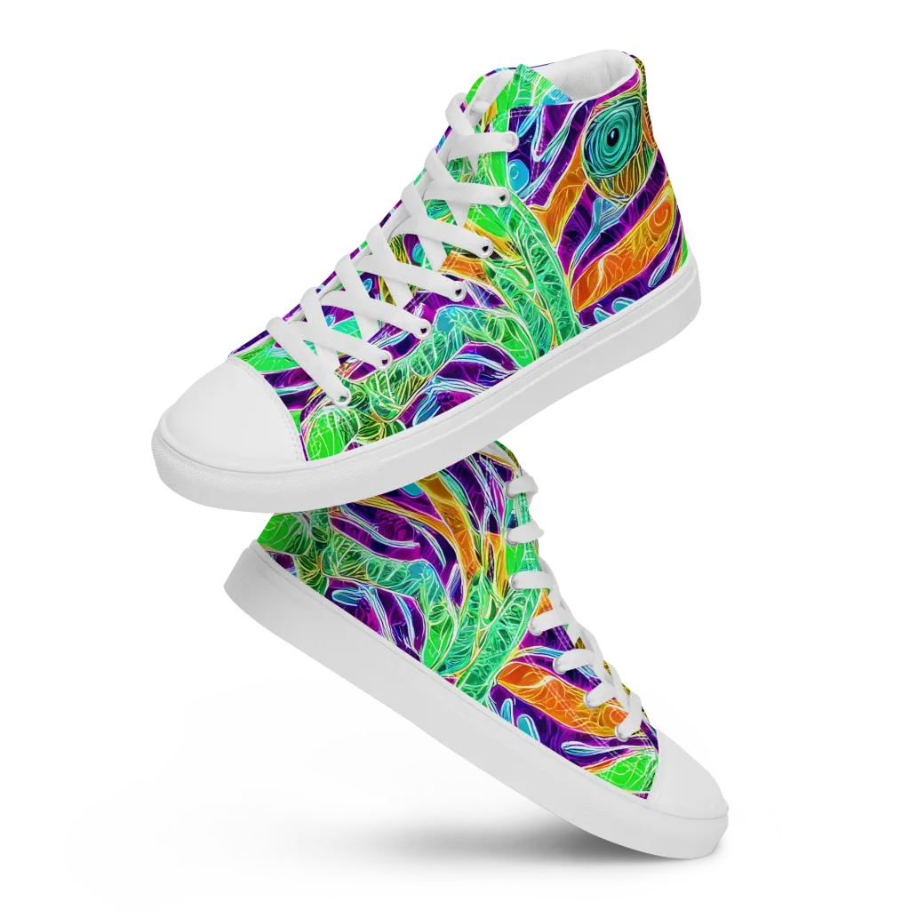Chromatic Tropics on Men's High Top Canvas Shoes — Front