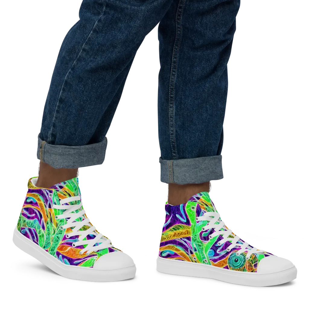 Chromatic Tropics on Men's High Top Canvas Shoes — Right