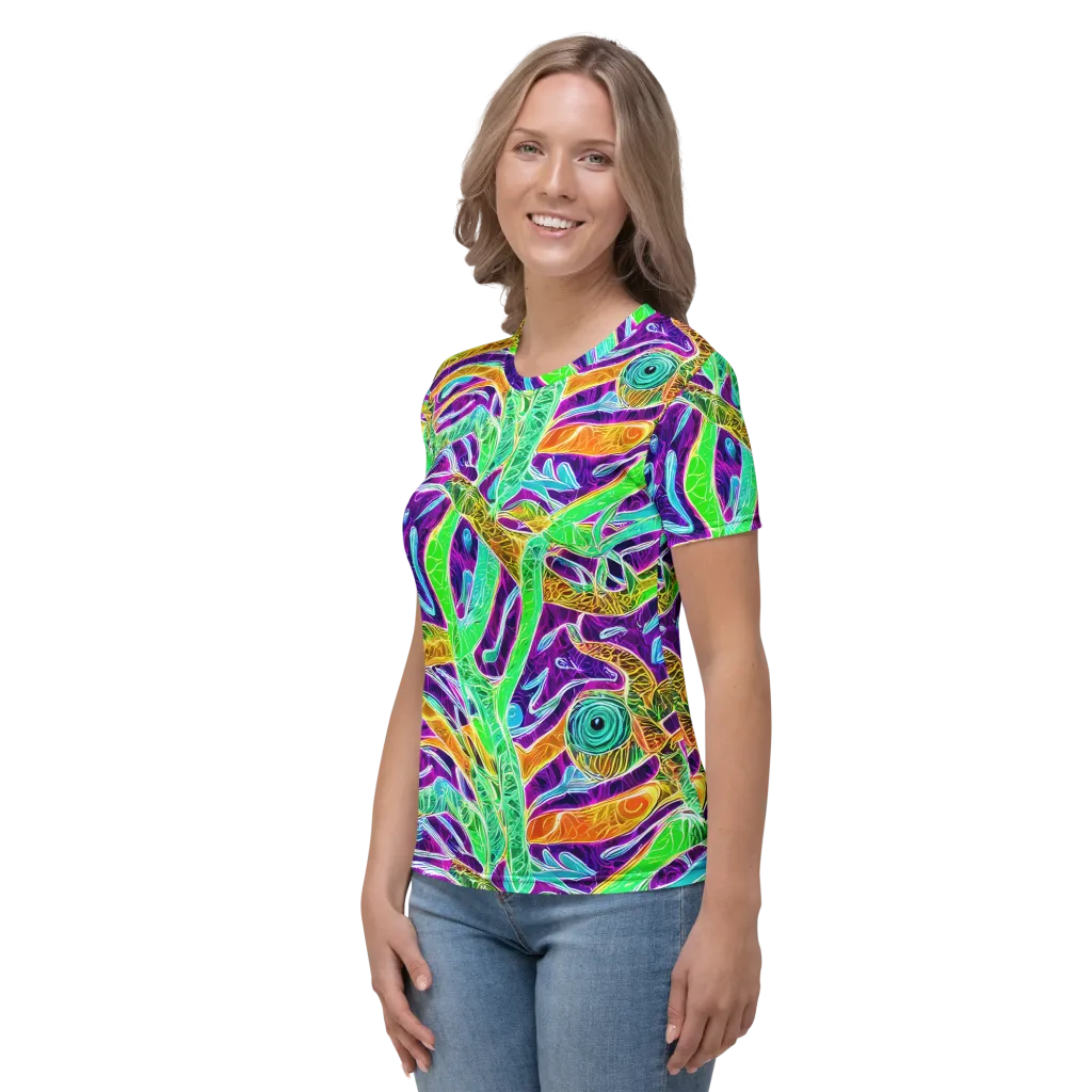 Chromatic Tropics on Women's Crew Neck T-Shirt — Left