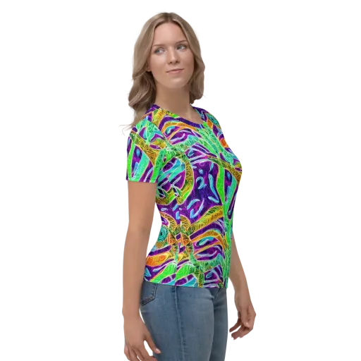 Chromatic Tropics on a Women's Crew Neck T-Shirt