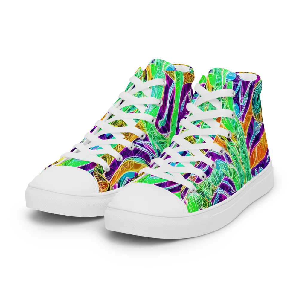 Chromatic Tropics on Women's High Top Canvas Shoes — Left Front