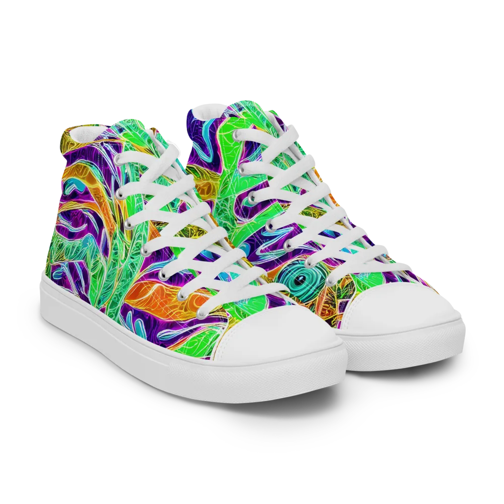 Chromatic Tropics on Women's High Top Canvas Shoes — Right Front