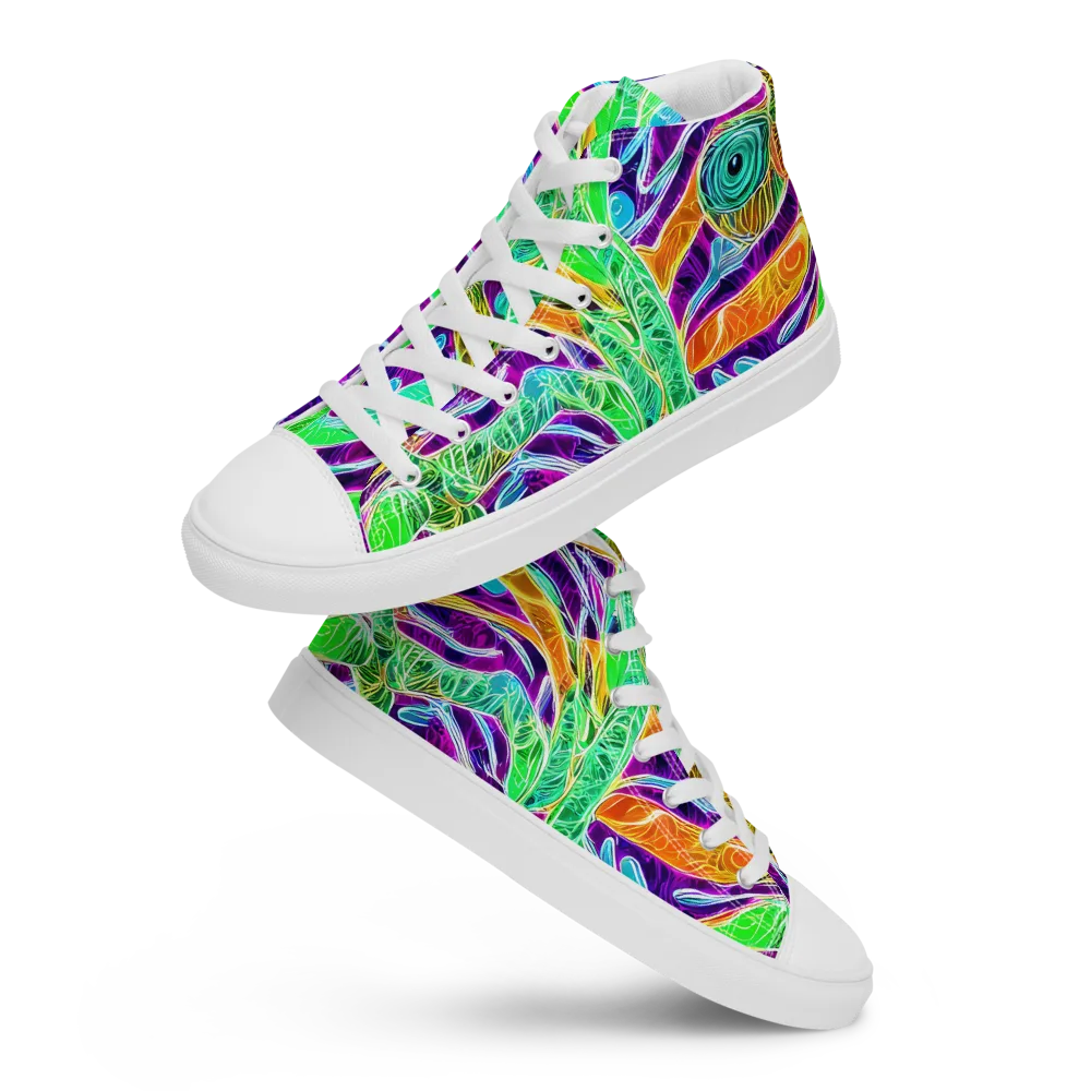 Chromatic Tropics on Women's High Top Canvas Shoes — Front