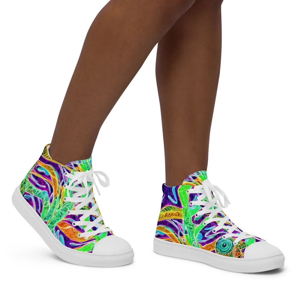 Chromatic Tropics on Women's High Top Canvas Shoes — Right