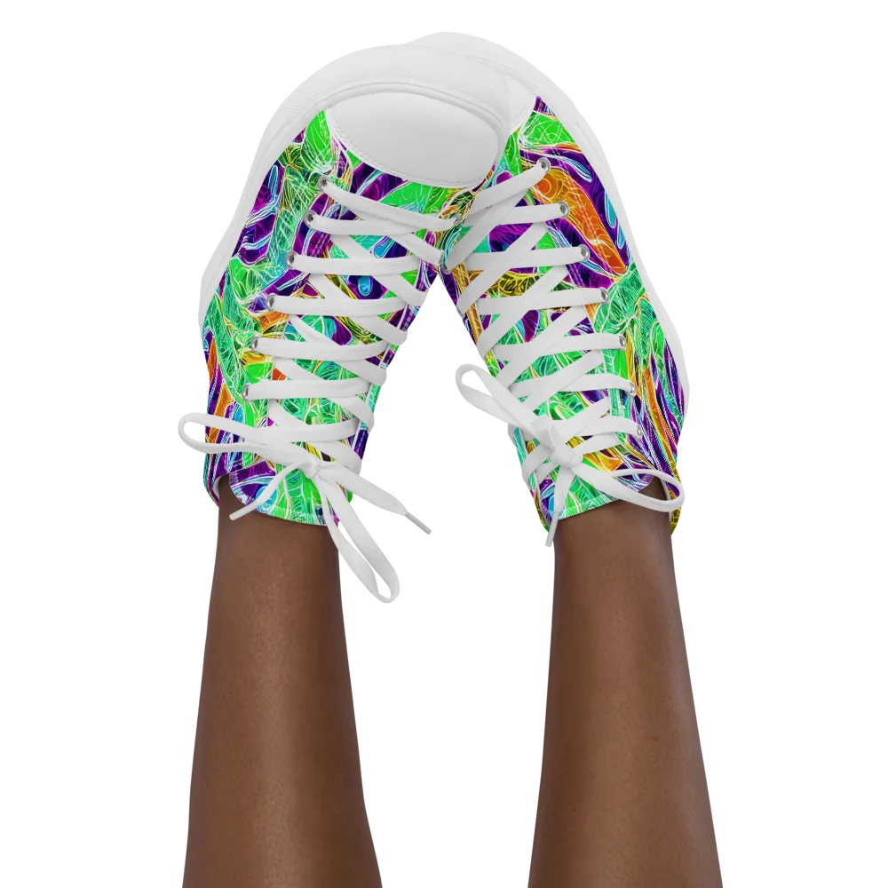 Chromatic Tropics on Women's High Top Canvas Shoes — Front