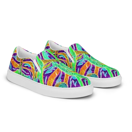 Chromatic Tropics on a Men's Slip-On Canvas Shoes
