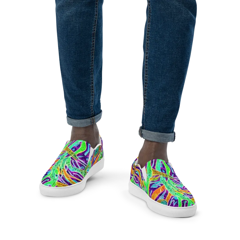 Chromatic Tropics on Men's Slip-On Canvas Shoes — Front