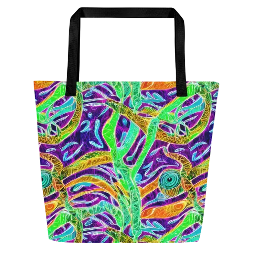 Chromatic Tropics on a Large Tote Bag W/ Pocket