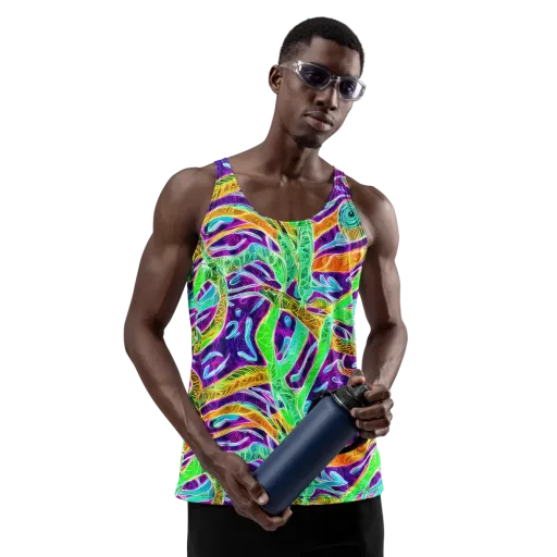 Chromatic Tropics on a Men's Tank Top