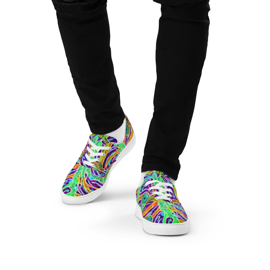 Chromatic Tropics on Men's Lace-Up Canvas Shoes — Front