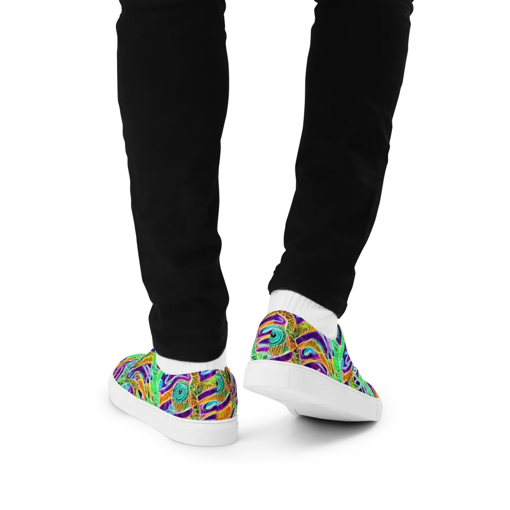 Chromatic Tropics on Men's Lace-Up Canvas Shoes — Back