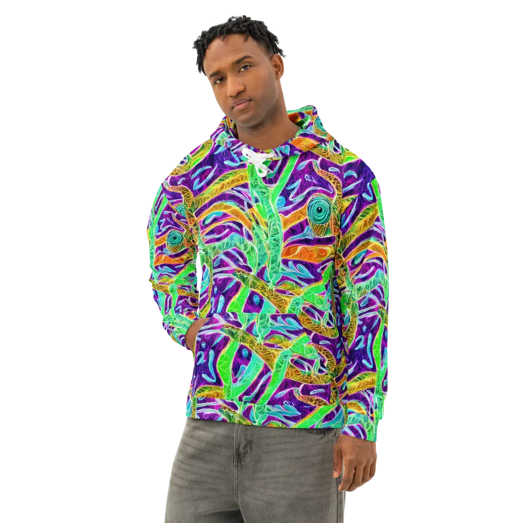 Chromatic Tropics on Cotton Hoodie — Left Front