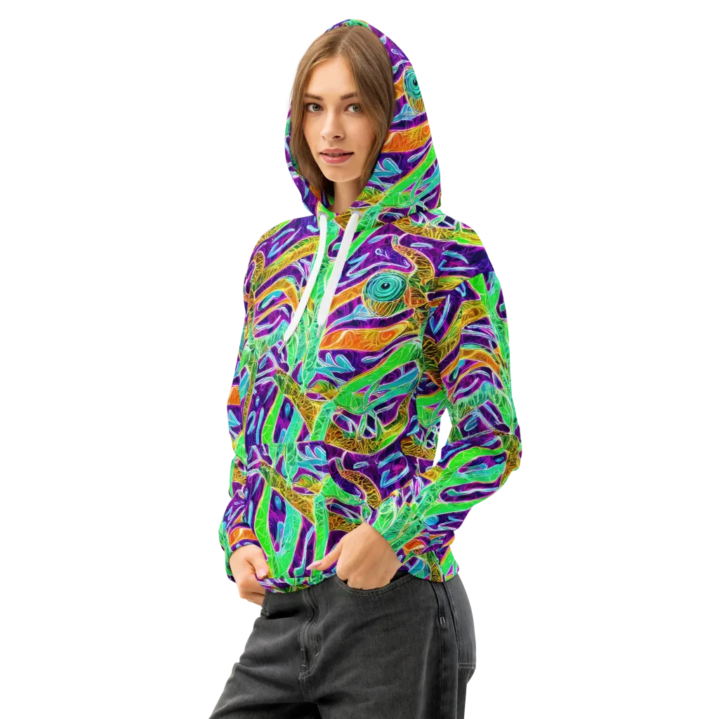 Chromatic Tropics on Cotton Hoodie — Left Front
