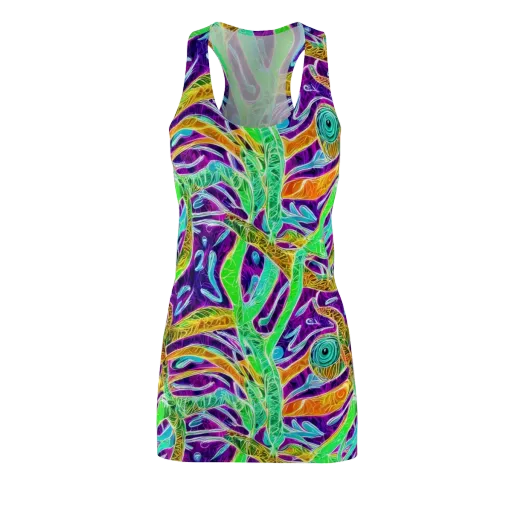 Chromatic Tropics on a Racerback Dress